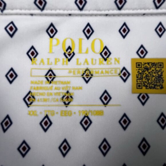 Polo Ralph Lauren Performance Shirt Mens Size 2XL White Geometric Golf Stretch - Picture 4 of 9